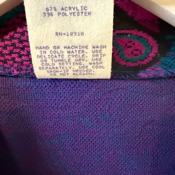 Vtg 80s Graff Funky Colorful Patchwork Open Cardigan Blazer Jacket 6 Petite - Picture 4 of 8